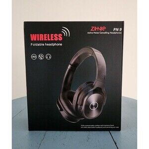 Zihnic PN 9 Black Active Noise Cancelling Bluetooth Over The Ear Headphones-NWT